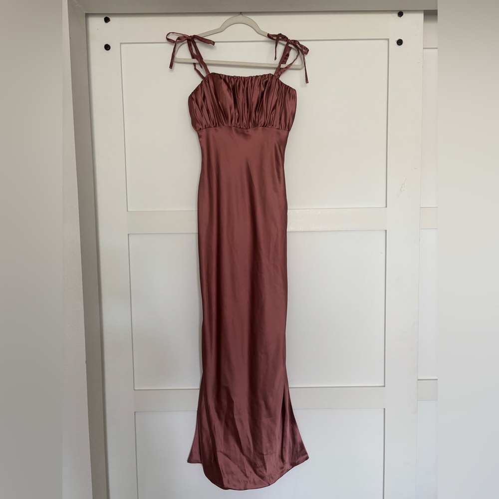 Revelry Dusty Rose Satin Maxi Dress - Brooke